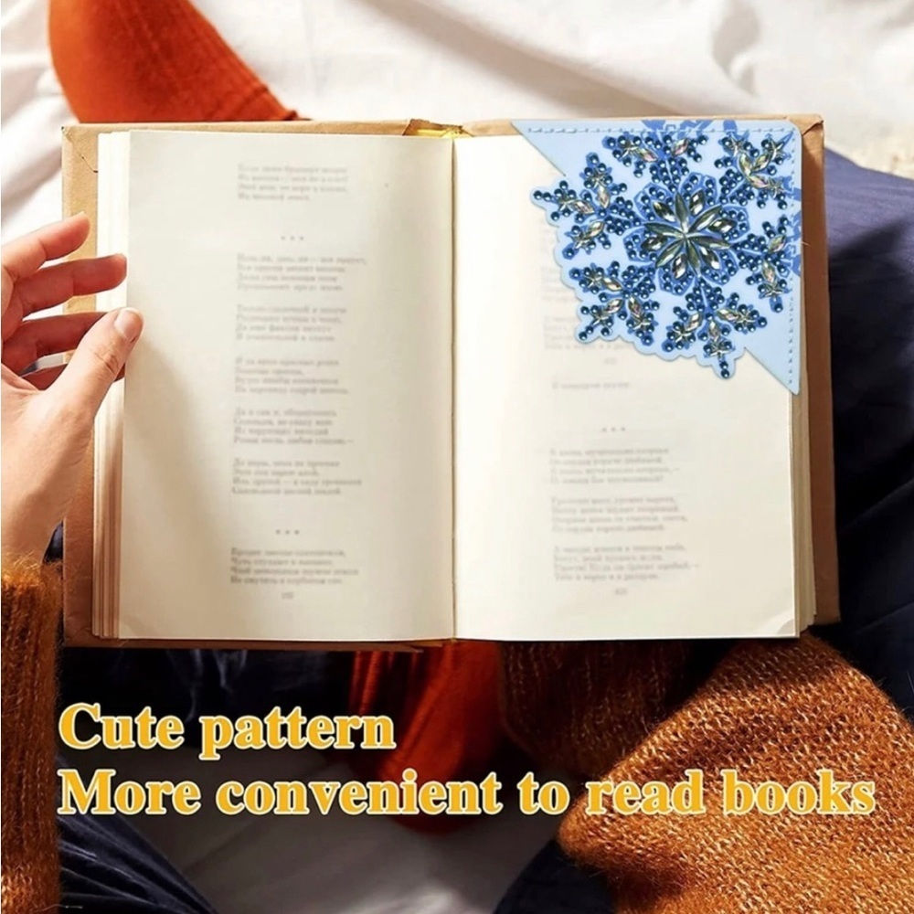 Diamond Art SNOWFLAKE 03 Corner Bookmark, Blue, White, Sparkly, Bling - Picture 9 of 17